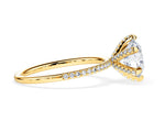 18K Solid Gold 1.50ct Round Brilliant Natural Diamond Set in a 6 Prong Classic Pave Engagement - View 6 | Riyanika Jewels