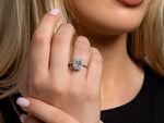 14K 2.5ct Lab Grown Diamond Emerald Cut Halo Engagement Ring