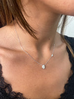 14K Natural Diamond Pear Cut Pendant Necklace