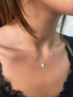 18K Solid Gold Pear Diamond Pendant Necklace - Alternate Angle | Riyanika Jewels