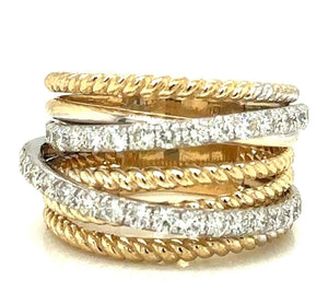 18K Solid Gold 1.00 CTW Natural Diamond Intertwined Statement Ring