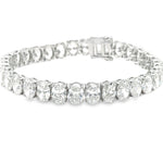18K Solid Gold 7.00ct Lab Grown Diamond Oval Cut Tennis Bracelet - Side View | Riyanika Jewels