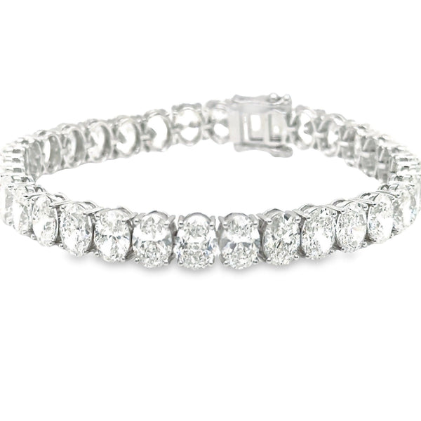 14K 7ct Natural Diamond Oval Cut Tennis Bracelet