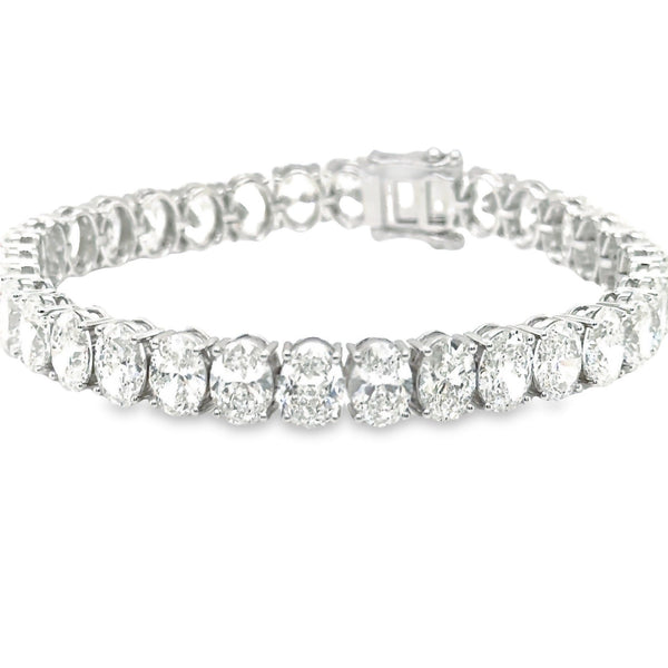 18K Solid Gold 7.00ct Natural Diamond Oval Cut Tennis Bracelet - Side View | Riyanika Jewels
