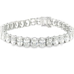 18K Solid Gold 7.00 CTW Oval Lab Grown Diamond Tennis Bracelet - Side View | Riyanika Jewels