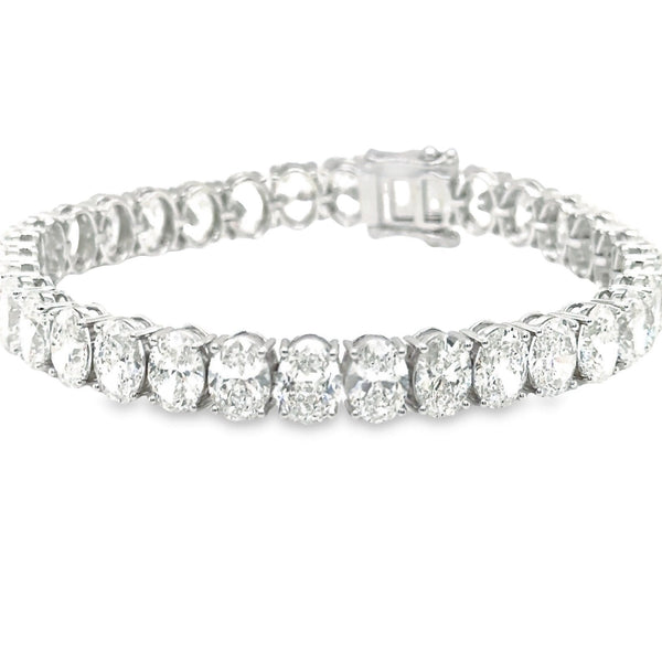 14K 7ct Natural Diamond Oval Cut Tennis Bracelet