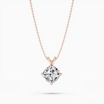 18K Solid Gold Lab Grown Diamond Cushion Cut Solitaire Necklace – 2.00 Ct Pendant for - Side View | Riyanika Jewels