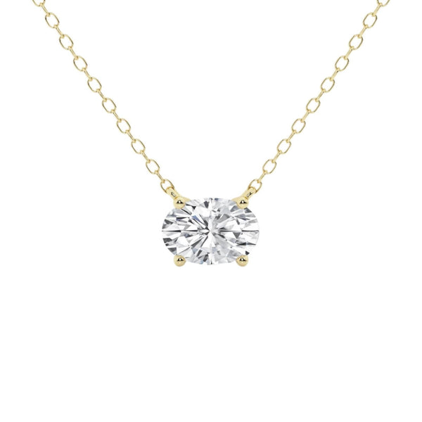 14K 2ct Lab Grown Diamond Oval Cut Solitaire Pendant Necklace
