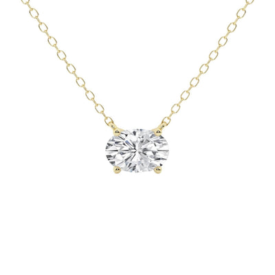 18K Solid Gold 2 CT Oval Cut Natural Diamond Pendant Necklace