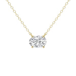 14K 2ct Natural Diamond Oval Cut Pendant Necklace