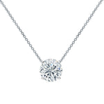 18k Solid Gold 1.50 CT Round Cut Natural Diamond Solitaire Pendant Necklace