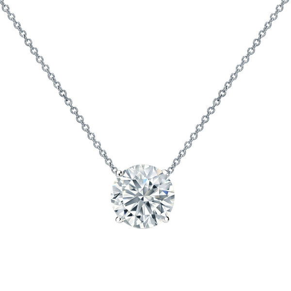 18k Solid Gold 1.50 CT Round Cut Natural Diamond Solitaire Pendant Necklace