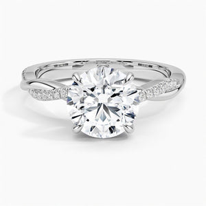 18K Solid Gold 2.50 CT Natural Diamond Round Cut Infinity Shank Engagement Ring