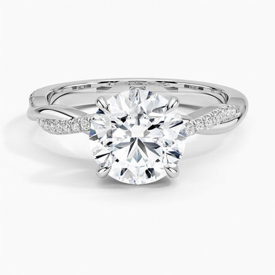 18K Solid Gold 2.50 CT Natural Diamond Round Cut Infinity Shank Engagement Ring