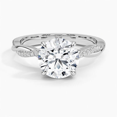14K 2.5ct Lab Grown Diamond Round Cut Twisted Engagement Ring