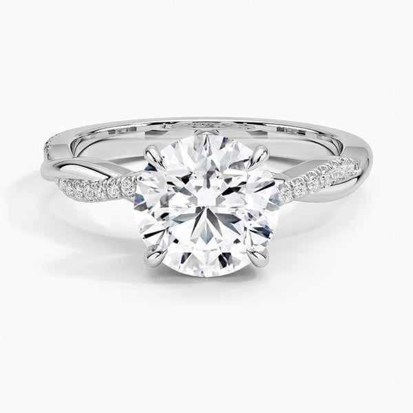 18K Solid Gold 2.50 CT Natural Diamond Round Cut Infinity Shank Engagement Ring