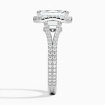 14K 4ct Lab Grown Diamond Emerald Cut Halo Engagement Ring