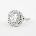 18K Solid Gold 3.50 CT Natural Diamond Cushion Cut Double Halo Engagement Ring - Alternate Angle