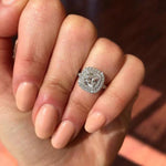 14K 3.5ct Natural Diamond Round Cut Side Stone Engagement Ring