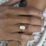 18K Solid Gold 3.50 CT Lab Grown Diamond Radiant Cut Bezel Set Engagement Ring - Side View