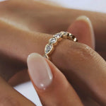 18K Solid Gold 1.70 CT Lab Grown Diamond Pear & Round Cut Bezel Set Full Eternity Band - View 6