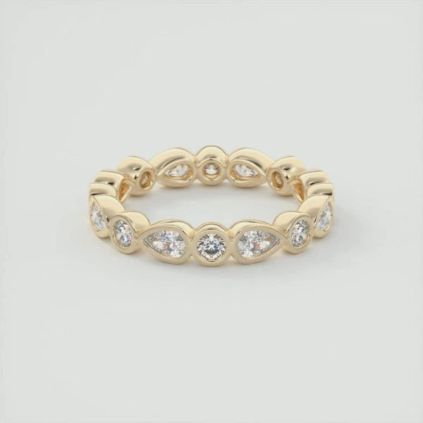14K 1.7ct Natural Diamond Round Cut Bezel Eternity Band