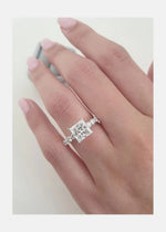 18K Solid Gold 3.00 CT Natural Diamond Princess Cut Half Eternity Engagement Ring - Detail