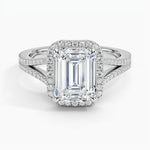 18K Solid Gold 3.75 CT Natural Diamond Emerald Cut Halo Engagement Ring