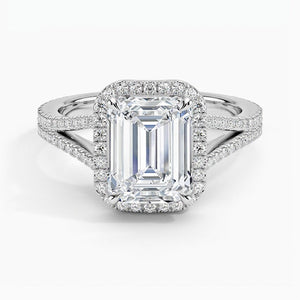 14K 3.5ct Natural Diamond Round Cut Side Stone Engagement Ring