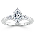 18K Solid Gold 1.26 CT Natural Diamond Marquise Cut Three Stone Engagement Ring - Side View | Riyanika Jewels