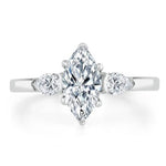 18K Solid Gold 1.26 CT Natural Diamond Marquise Cut Three Stone Engagement Ring