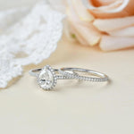18K Solid Gold 3.80 CT Natural Diamond Pear Cut Halo Bridal Engagement Ring - Alternate Angle