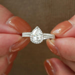 14K 3.8ct Lab Grown Diamond Pear Cut Halo Engagement Ring