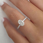 14K 2.5ct Lab Grown Diamond Oval Cut Side Stone Engagement Ring