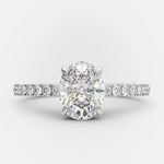 18K Solid Gold 2.95 CT Natural Diamond Oval Cut Hidden Halo Engagement Ring