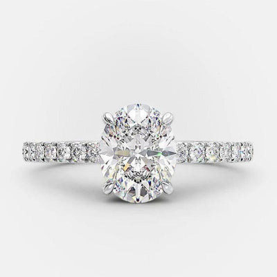 14K 2.5ct Lab Grown Diamond Oval Cut Side Stone Engagement Ring
