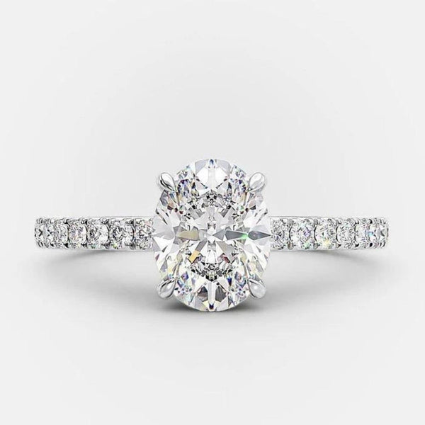14K 2.5ct Natural Diamond Oval Cut Solitaire Engagement Ring