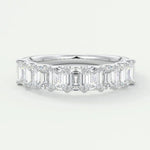 18k Solid Gold Emerald Cut Natural Diamond Wedding Band - Half Eternity Matching Band