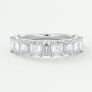 14K Natural Diamond Emerald Cut Eternity Wedding Band