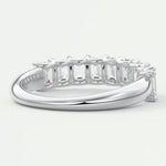 18k Solid Gold Emerald Cut Natural Diamond Wedding Band - Half Eternity Matching Band - View 6