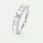 18k Solid Gold Emerald Cut Lab Grown Diamond Wedding Band - Half Eternity Matching Band - Side View | Riyanika Jewels