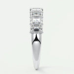 18k Solid Gold Emerald Cut Natural Diamond Wedding Band - Half Eternity Matching Band - Alternate Angle | Riyanika Jewels