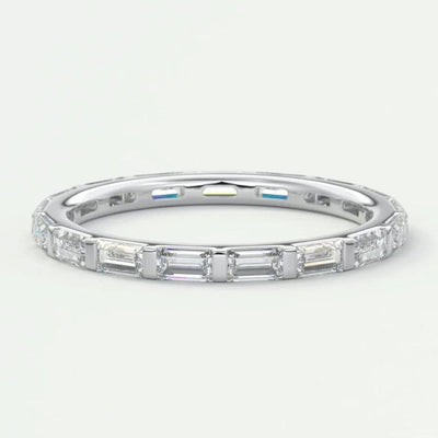 18K Solid Gold 2.38 CT Natural Diamond Baguette Cut Bar Set Full Eternity Band