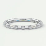 18K Solid Gold 2.38 CT Natural Diamond Baguette Cut Bar Set Full Eternity Band