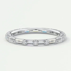 18K Solid Gold 2.38 CT Natural Diamond Baguette Cut Bar Set Full Eternity Band