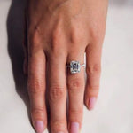 14K 2.5ct Lab Grown Diamond Emerald Cut Halo Engagement Ring
