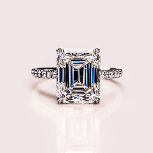 18k Solid Gold 2.50 CT Emerald Cut Natural Diamond Halo Style Engagement Ring