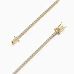 18K Solid Gold Natural Diamond Dainty Tennis Bracelet – 2.00mm Stackable Design for Women - Side View | Riyanika Jewels