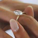 18K Solid Gold 1.50 CT Natural Diamond Marquise Cut Prong Set Engagement Ring - Side View | Riyanika Jewels