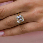 14K 4ct Natural Diamond Asscher Cut Solitaire Engagement Ring